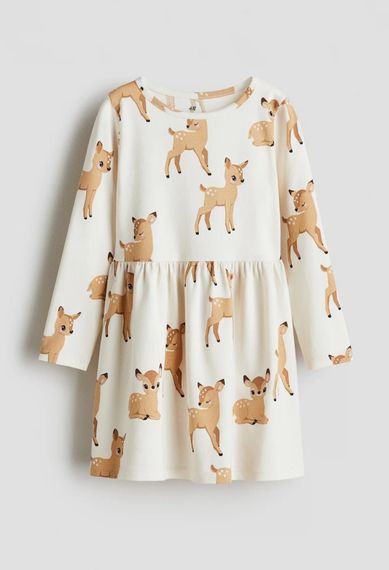 Дитяча бавовняна сукня для дівчинки H&M 122-128 см Молочна (25120303D)