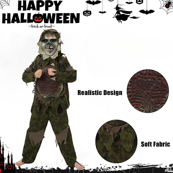 Костюм зомбі для хлопчика 7-8 років 122-128 см, страшний дитячій карнавальний образ на Хелловін маскарад Halloween | Зображення 1