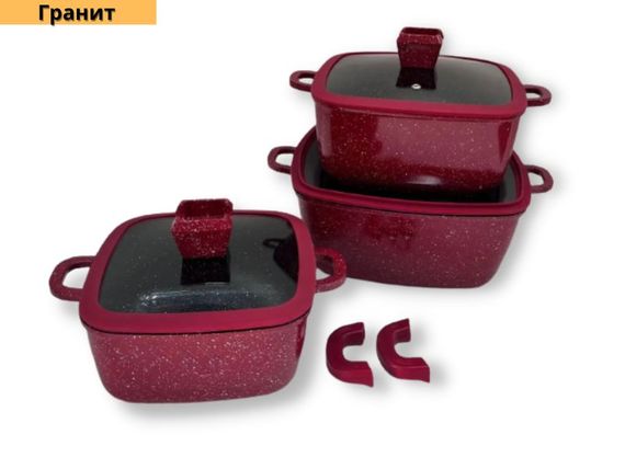 Набір каструль з антипригарним покриттям XPRO HK-323 червона (41923-HK-323 КРАСНЫЕ_1940) | Зображення 1