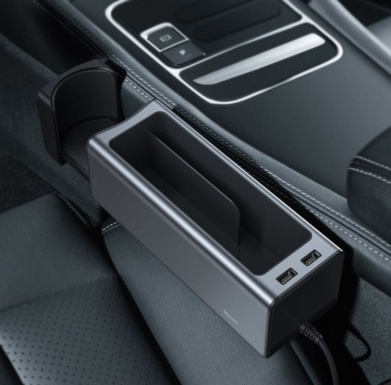 Автомобильный органайзер Baseus Deluxe Metal Armrest Console Organized CRCWH-A01 2 USB 5V/2A Черный | Зображення 4