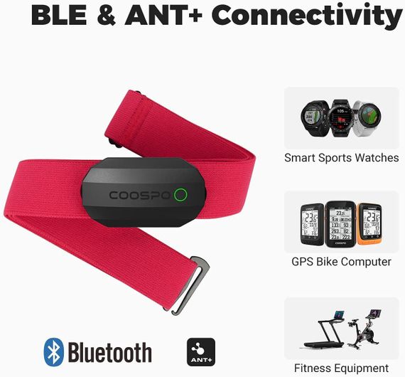 Нагрудний монітор серцевого ритму ANT+ BLE, водонепроникний HRM IP67, підходить для бігу, їзди на велосипеді | Зображення 3