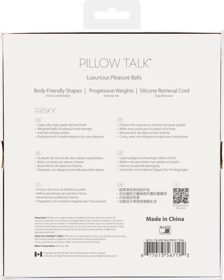 Розкішні вагінальні кульки PILLOW TALK - Frisky Teal з кристалом, діаметр 3,2 см, вага 49-75 гр | Зображення 9
