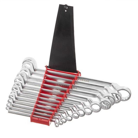 Набір ключів накидних 12 од., 6-32 мм, Cr-V INTERTOOL HT-1103 | Зображення 1
