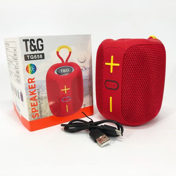 Портативна Bluetooth колонка TG658 8W з RGB підсвічуванням, колонка для вечірки. Колір: червоний | Зображення 1