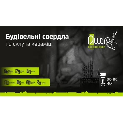 Свердло по склу та кераміці 6мм, хвостовик HEX 1/4" Alloid, L= 105mm | Зображення 1