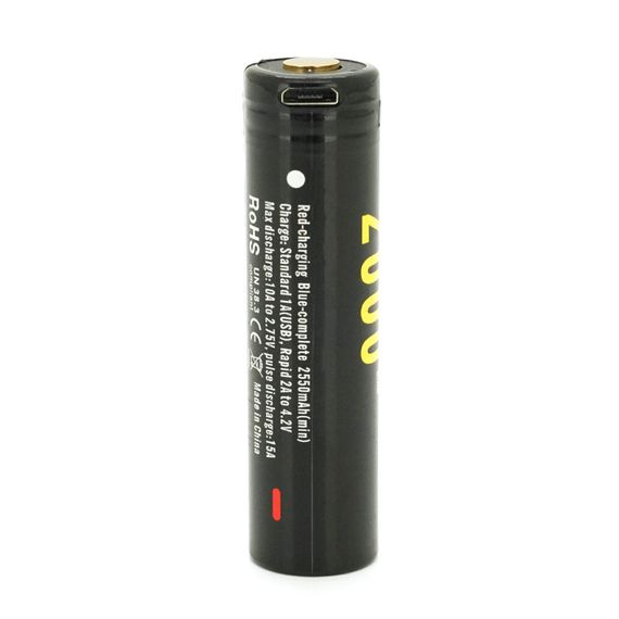 Акумулятор Li-Ion Soshine 18650 18650USB-3.7-2600, microUSB, 2600mAh, 2.5A | Зображення 2
