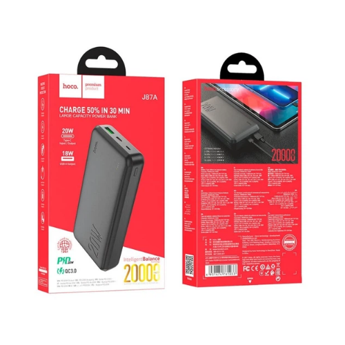Павербанк 20000 mAh Hoco J87A 20W QC+PD чорний | Зображення 1