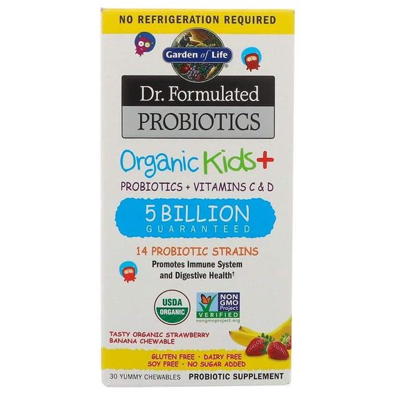 Пробіотик + вітаміни для дітей, Probiotics + Vitamins C & D, Garden of Life, Dr. Formulated Brain Health, 5 млрд, органік,