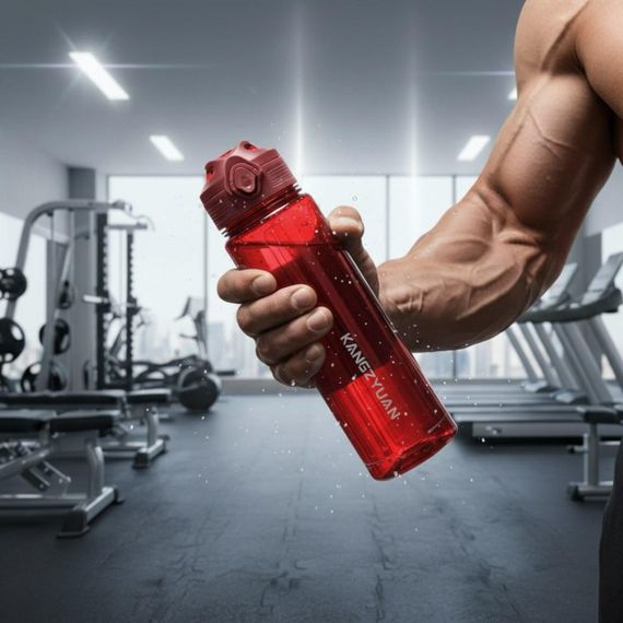 Пляшка KANGZYUAN 700 мл — Червона Tritan BPA-free, ударостійка, спортивна з ергономічною кришкою | Зображення 6