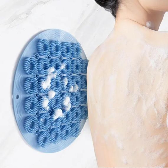 Кругла силіконова щітка - мочалка на присосках на стіну у ванну/душ Massage foot rad масажний протиковзкий килимок для ніг | Зображення 2