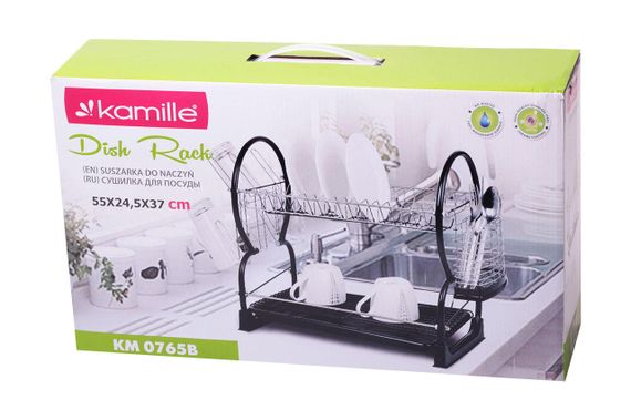 Сушилка для посуды Kamille - 550 x 245 x 380 мм черная (0765B) | Зображення 5