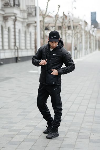 Комплект чоловічий: куртка Motion Nike чорна + штани "President" чорні. Барсетка у подарунок! (1728613757)
