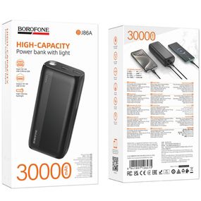 Power Bank Borofone BJ86A з ліхтариком (30000mAh) Чорний