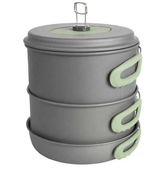 Набір посуду Bo-Camp Explorer XL 4 Pieces Hard Anodized Grey/Green (2200249) (DAS302116) | Зображення 1