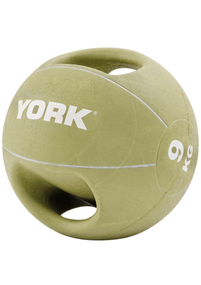 М'яч медбол 9кг York Fitness із двома ручками зелений