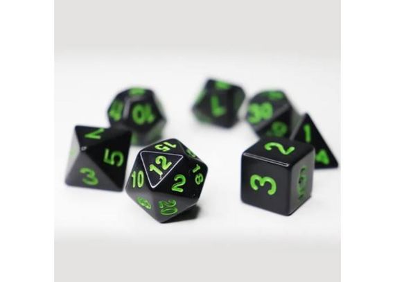 Набір кубиків Opaque 7 Dice Set Black (w-green) (7 шт.) | Зображення 1