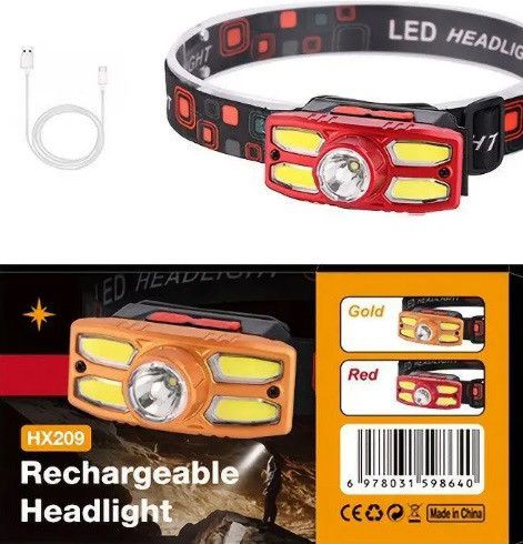 Налобный LED фонарь Headlight HX-209 XPE+COB акумуляторний универсальный фонарик | Зображення 6
