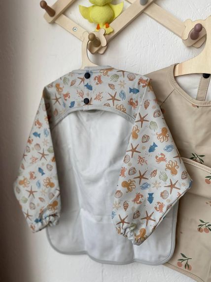 Нагрудник дитячий з рукавами для годування та творчості Морські жителі | Зображення 1