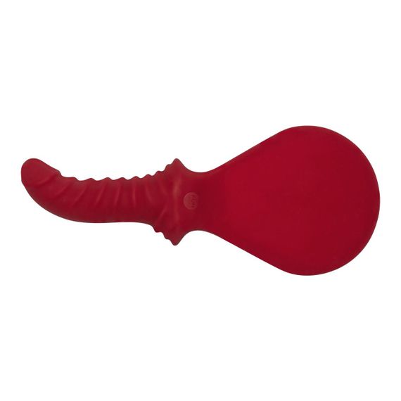 Шльопалка з фалоімітатором Fun Factory BÜCK DICH, червона, силіконова, з ребристою ручкою Sex Aura | Зображення 1