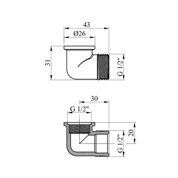 Кутник Karro 1/2" ВЗ нікельований KR-3212 | Зображення 1