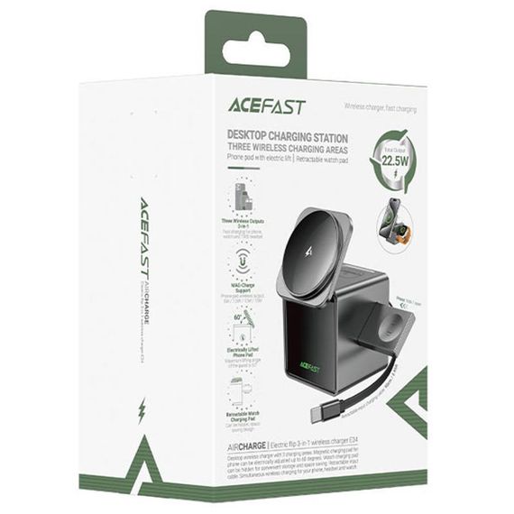БЗУ Acefast E34 desktop 3in1 15W Gray | Зображення 1
