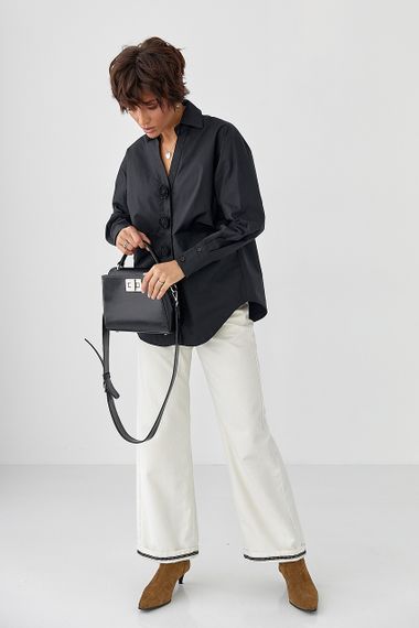 Класична сорочка з трояндами на ґудзиках - чорний цвет, ONE SIZE (є розміри) | Зображення 2