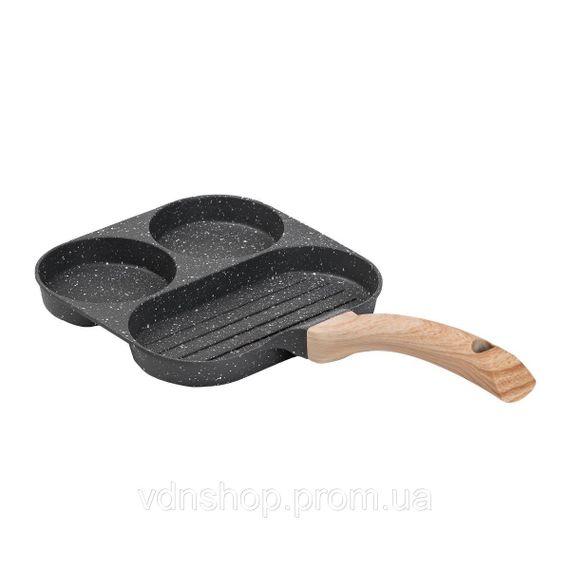 Сковорода квадратна порційна на 3 секції з антипригарним покриттям для всіх плит сіра HP39571C | Зображення 1