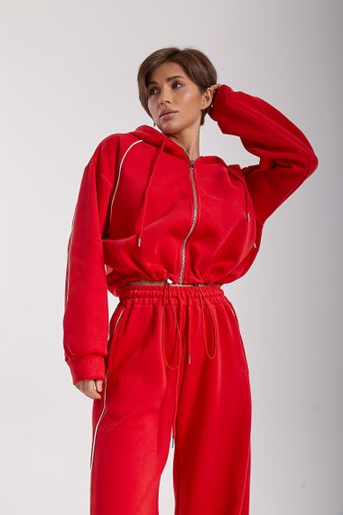 Вільний спортивний костюм з капюшоном - червоний цвет, M (є розміри) | Зображення 2