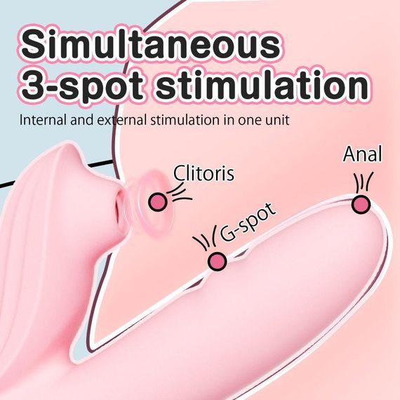 Вібратор-кролик BeYourLover Anita з вакуумом, фрикціями і підігрівом, рожевий, 22,2 × 8 см Sex Aura | Зображення 1