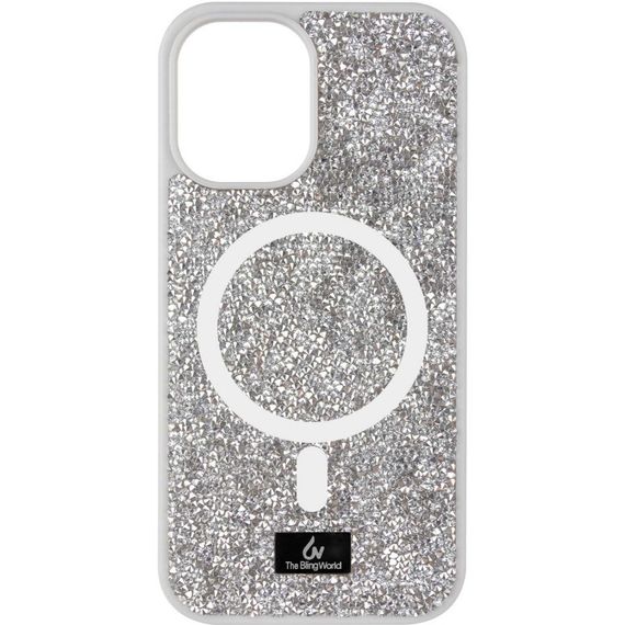 TPU чохол Bling World Rock Diamond with MagSafe для Apple iPhone 16 (6.1") Silver