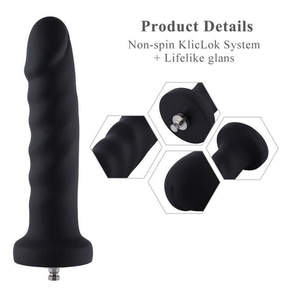 Силіконовий фалоімітатор для секс-машин Hismith 7.1″ Anal Dildo Black, система KlicLok Sex Aura | Зображення 2