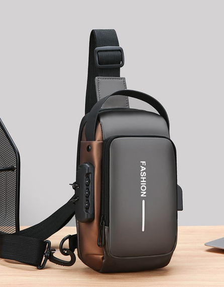 Сумка нагрудна водонепроникна YKK черная, серая, синя, коричнева XL1228 (47596-XL1228_171) | Зображення 3