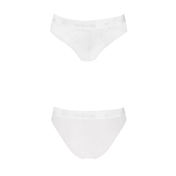 Трусики с широкой резинкой и кружевом Passion PS001 PANTIES L, white | Зображення 3