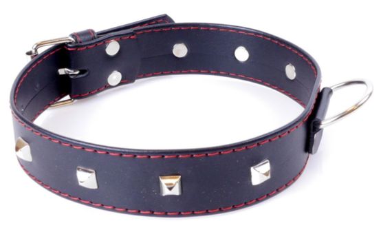 Нашийник із штучної шкіри з металевими заклепками Fetish Boss Series - Collar with studs Red Line, BS3300113 Sex Aura | Зображення 2