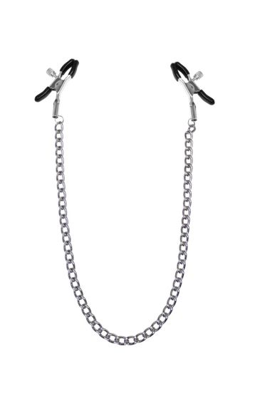 Затискачі для сосків з ланцюжком Feral Feelings - Nipple clamps Classic, срібло/чорний Sex Aura