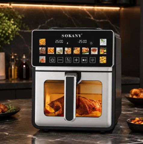 Мультипечь Sokany SK-10140 аэрофритюрница сенсорное управление 7 л 12 автоматических программ 1600 Вт Черный | Зображення 2