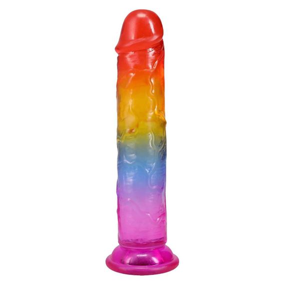 Дилдо Doc Johnson Crystal Jellies - 7 Inch Сlassic Dong - Rainbow Sex Aura | Зображення 1