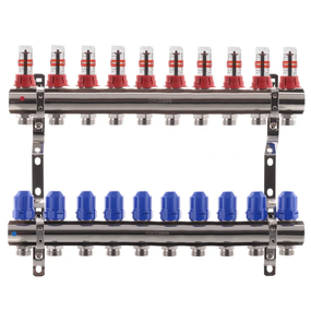 Колекторний блок з витратомірами Koer KR.1110-10 1"x10 ways (KR2647)