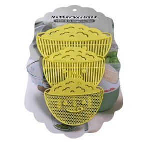 Сито-фільтр для зливу води з каструль (комплект 3 шт.) Смайлик Жовта