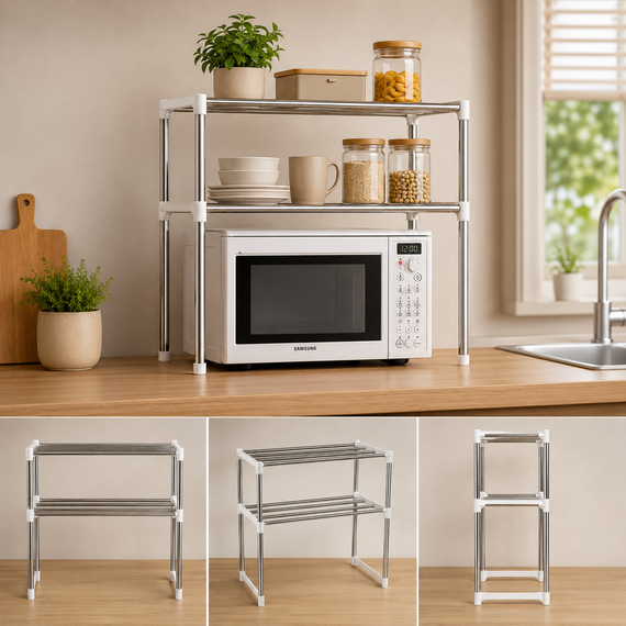 Полка-органайзер для микроволновки Multifunctional storage rack /  Multifunctional storage rack / Кухонна полиця-стелаж | Зображення 2
