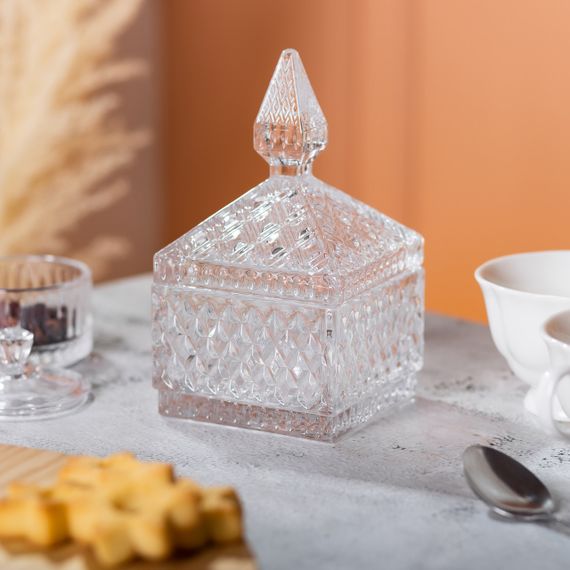 Цукерниця скляна з кришкою 8.5х8.5х15 см квадратна HP-YH-41 | Зображення 6