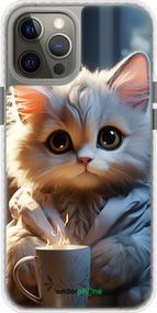 Чохол на iPhone 12 Pro Max Білий кіт "5646pc-2054-2448"