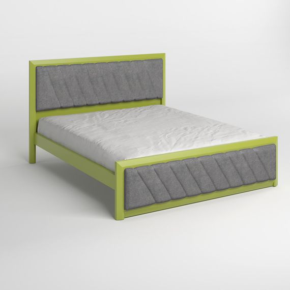 Двоспальне дерев&#039;яне ліжко Mebigrand Барселона Б6 Лайм (S3050G70Y)/Аляска 93 (Сірий) 140х200 см (MBG-14503) | Зображення 1