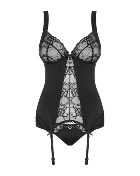Корсет и трусики Obsessive Heartina corset Черный L/XL | Зображення 7