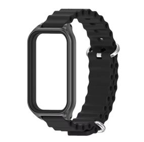 Силиконовый ремешок Mijobs Ocean для фитнес браслета Xiaomi Smart Band 9 Active - Black