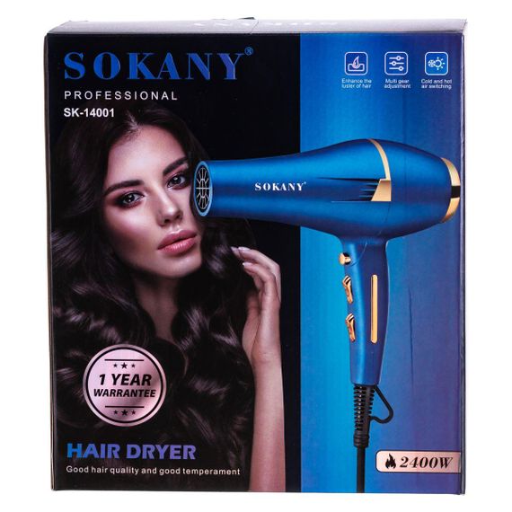 Професійний фен для волосся з насадками концентратор і дифузор 2400 Вт Sokany SK-14001 | Зображення 8