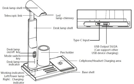 Настільна лампа з бездротовим зарядним пристроєм BL-A6 (43044-BL-A6_183) | Зображення 5