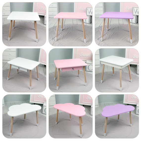 Дитячий столик хмаринка 46х70х40, стіл від 1 року для дитини, білий | Зображення 3