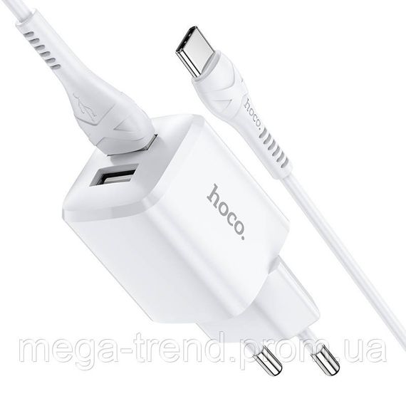 Адаптер мережевий Hoco Type-C Cable Briar dual Port charger set N8 |2USB, 2.4A| (Safety Certified) | Зображення 5