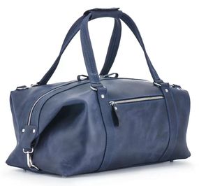 Шкіряна дорожня сумка Skin and Skin Stout M 45x22x23 см Темно-синя (BB01MNB)